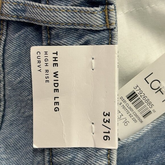 Ann Taylor LOFT 33/16 Flip Cuff High Rise Wide Leg Curvy Jeans Light Wash NWT - Picture 11 of 16